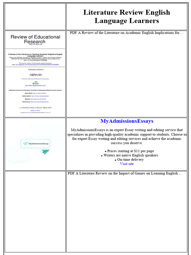 Literature Review on English Learners | PDF