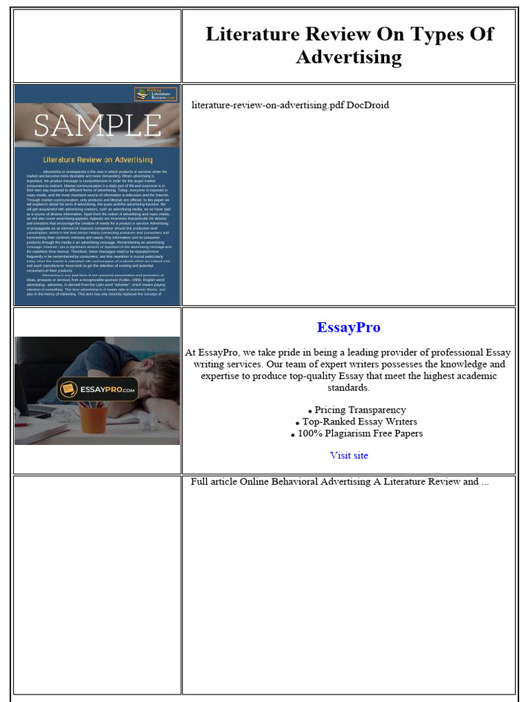 Types of Advertising: A Literature Review | PDF | Essays | Autism