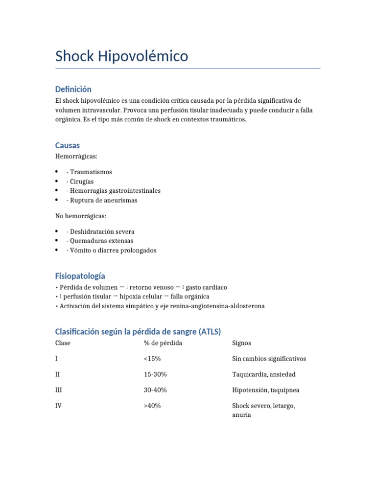 Documento Shock Hipovolémico | PDF