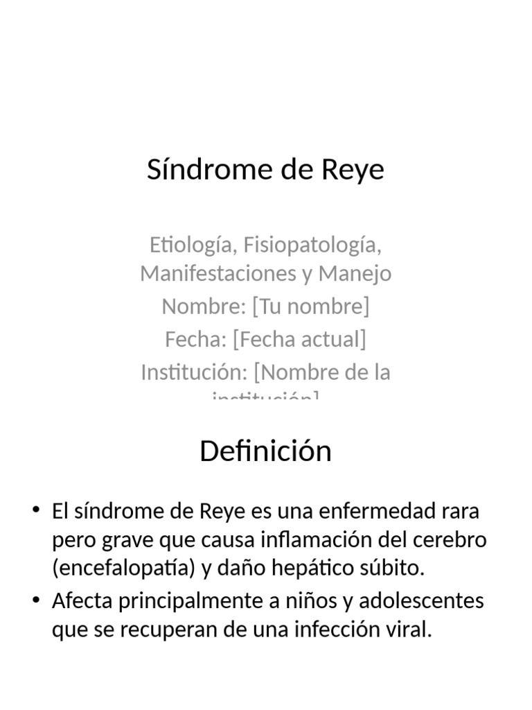 Presentación Síndrome de Reye | PDF