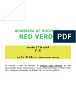 Cartel Asamblea de Docentes de Red Verde 17 Abril