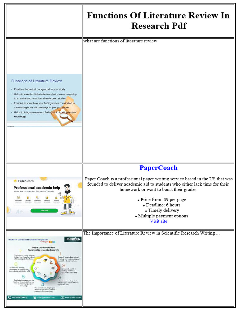 Functions of Literature Review in Research PDF | PDF | Systematic ...