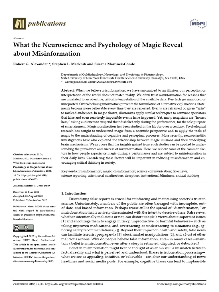 What The Neuroscience and Psychology of | PDF | Attention | Magic ...