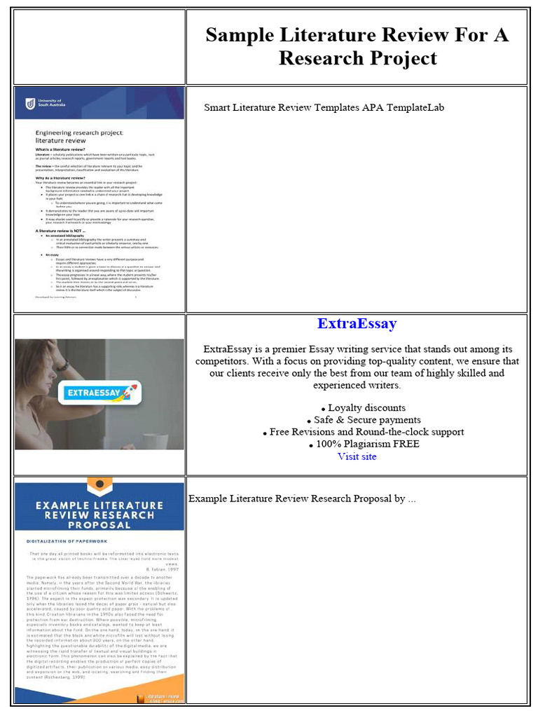 Sample Literature Review For A Research Project Pdf Alcoholism
