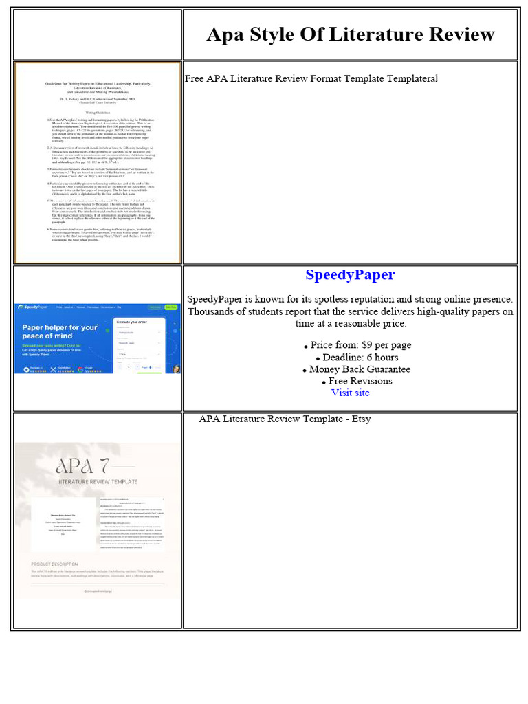 APA Literature Review Guide and Template | PDF | Essays | Systematic Review