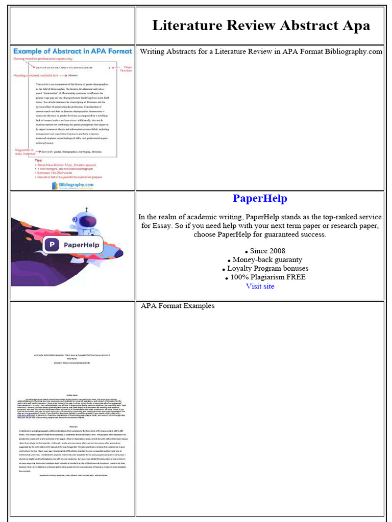 Literature Review Abstract Apa | PDF | Thesis | Essays