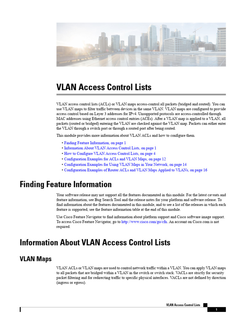 Configuring Vlan Access Control Lists | PDF | Router (Computing ...