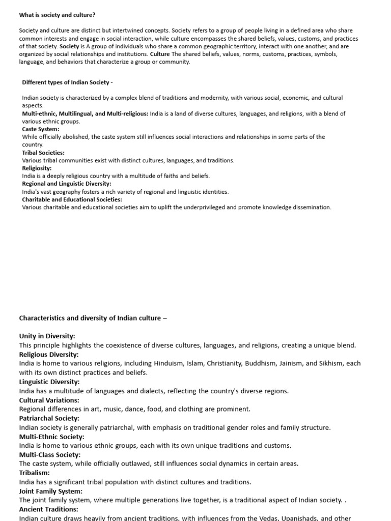 Understanding Indian Society and Culture | PDF | Cost Of Living ...