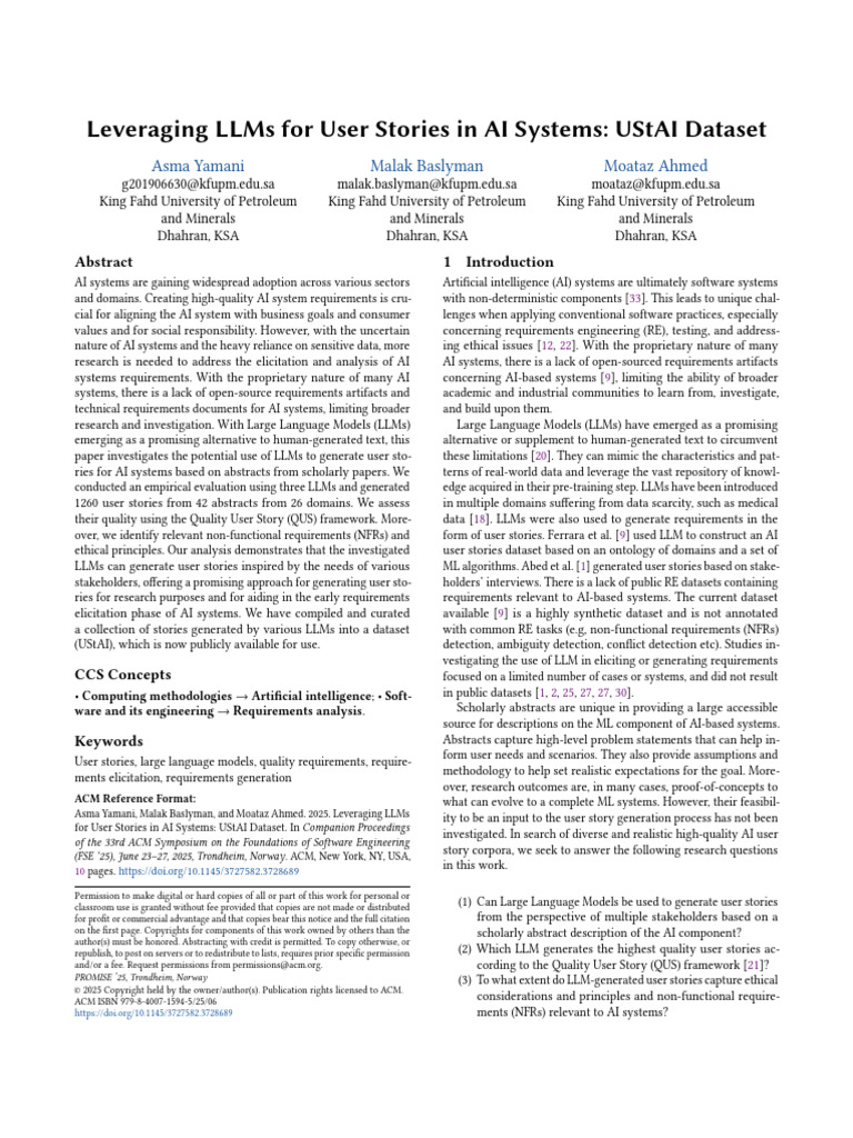 UStAI: LLMs for AI User Stories | PDF | Artificial Intelligence ...