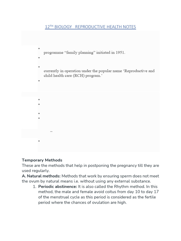 Reproductive Health Overview and Methods | PDF | Combined Oral ...