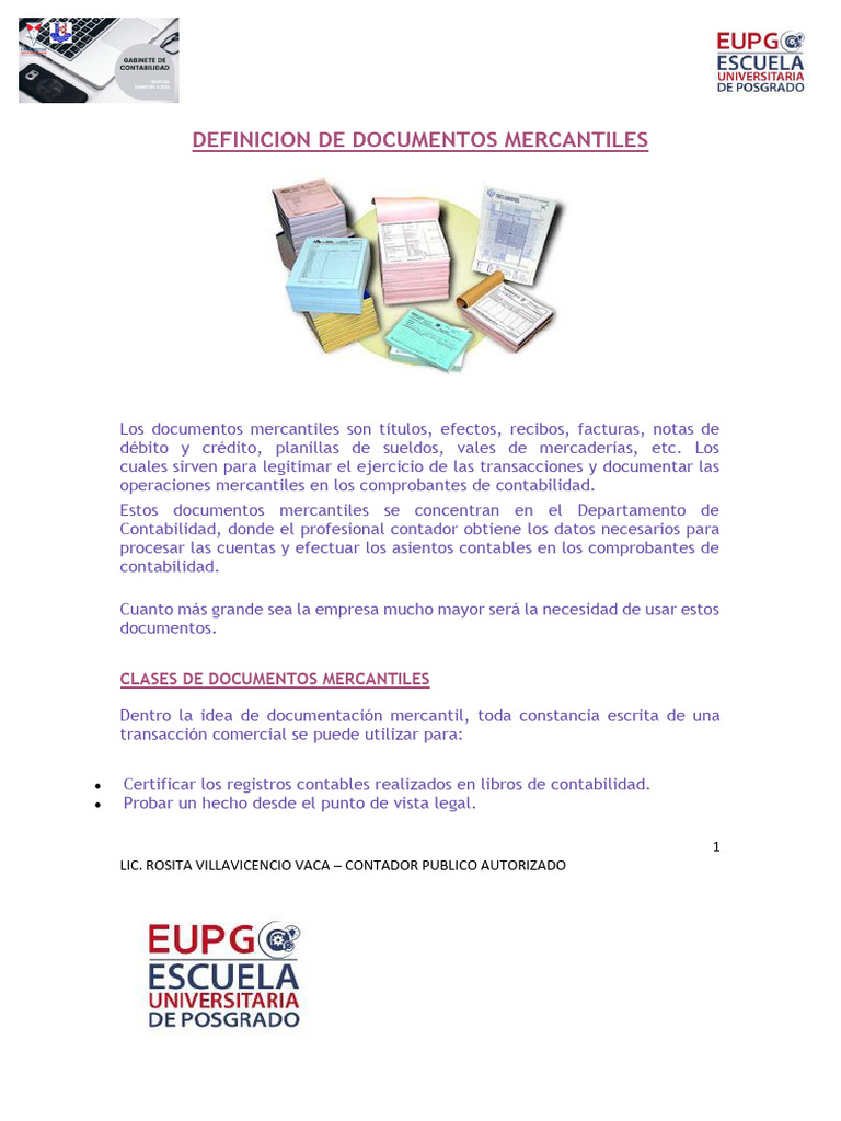 Documentos Mercantiles Esenciales | PDF | Cheque | Contabilidad