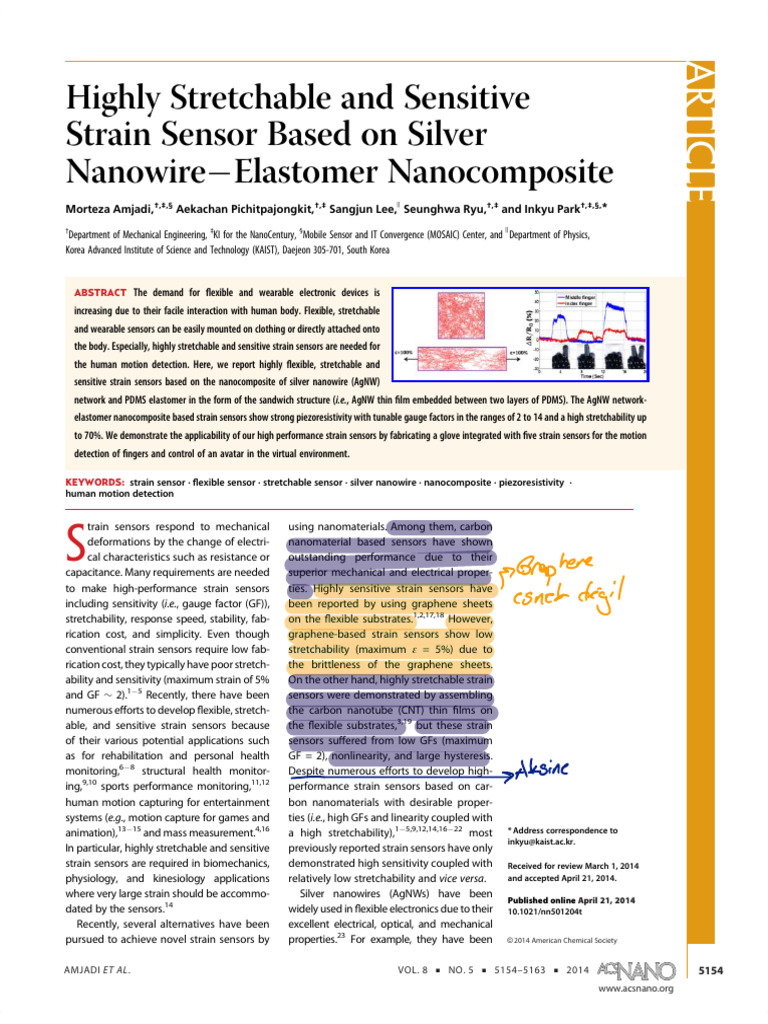 Highly Stretchable and Sensitive Strain Sensor Based On Silver Nanowire ...