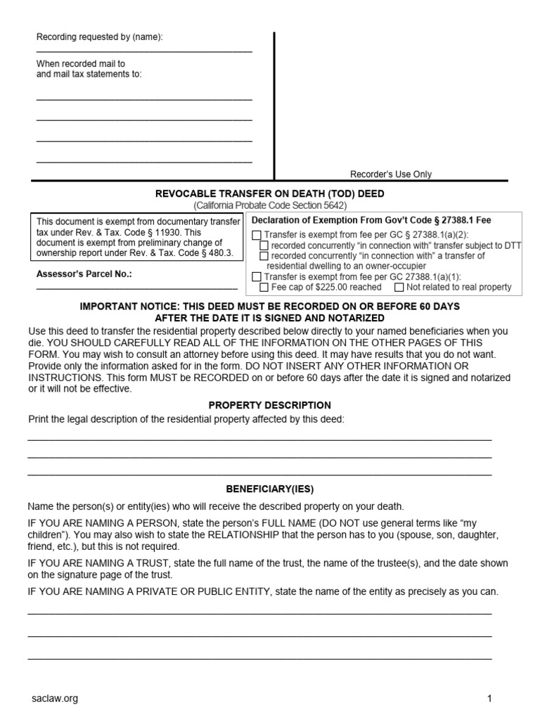 Form TOD Deed | PDF | Concurrent Estate | Common Law