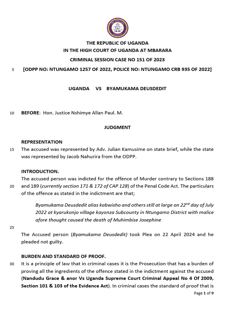 Age of Criminal Responsibility in Uganda | PDF | Burden Of Proof (Law ...