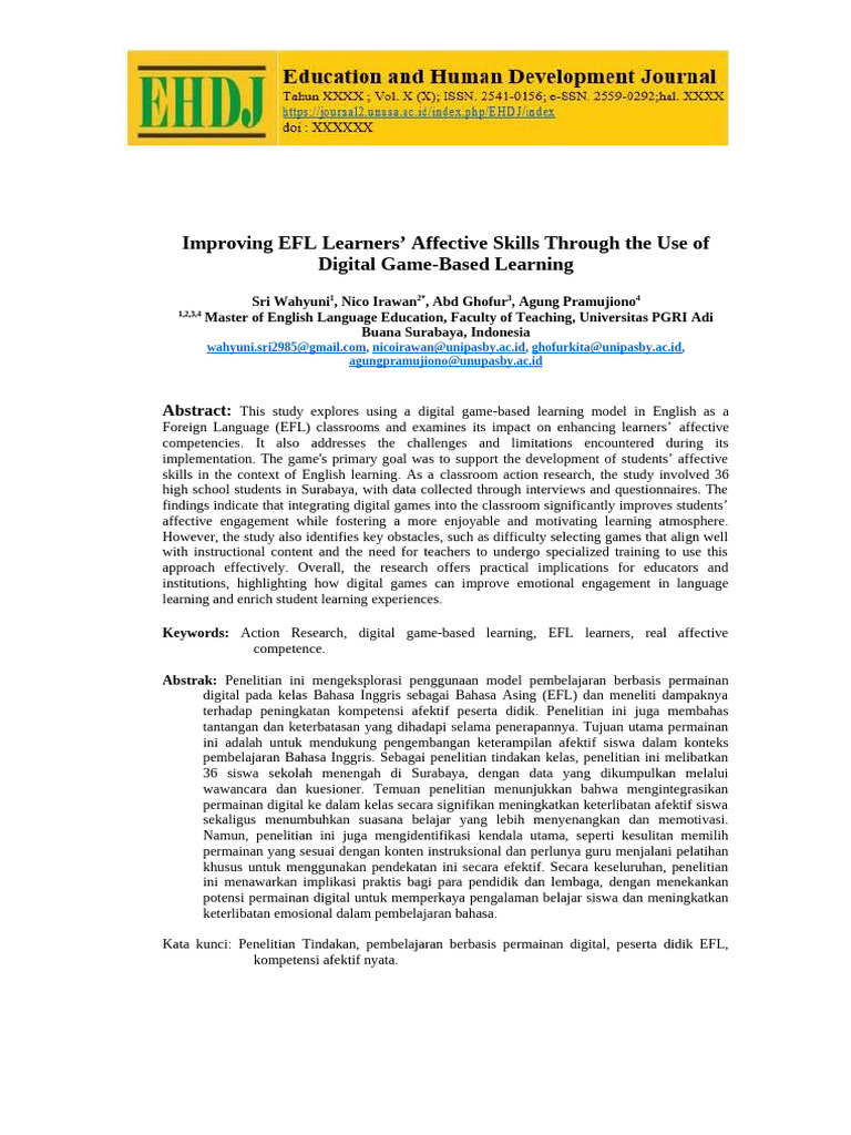 Enhancing EFL Learners' Skills with Games | PDF | Learning ...