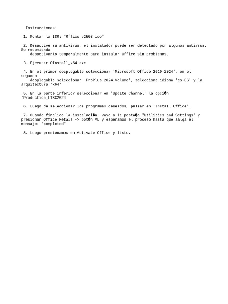 Guía de Instalación de Office 2024 | PDF
