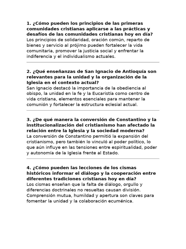 Lecciones de unidad en la Iglesia actual | PDF