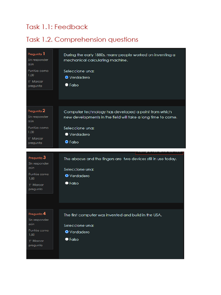 Task 1.2. Comprehension Questions | PDF