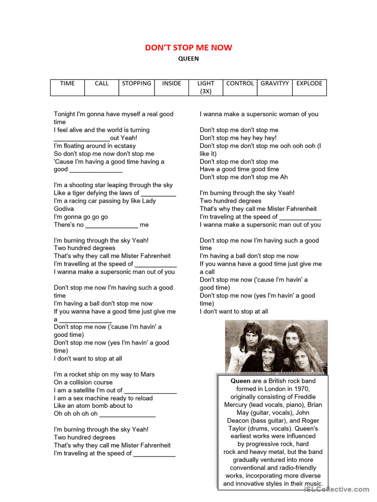 Queen's "Don't Stop Me Now" Lyrics | PDF | Sound Recording | Recorded Music