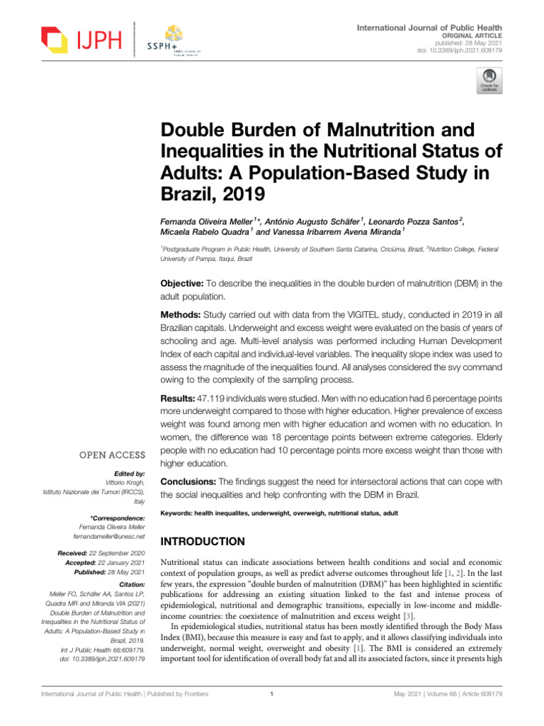 Double Burden of Malnutrition and Inequalities in The Nutritional ...