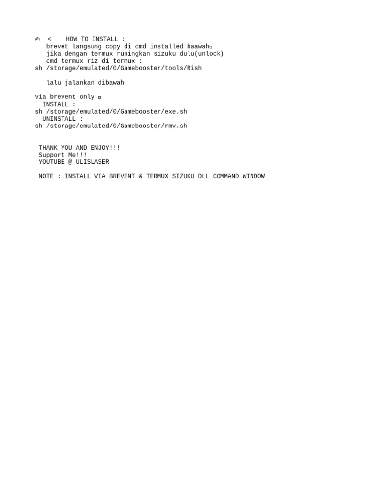 Install Gamebooster with Termux Guide | PDF