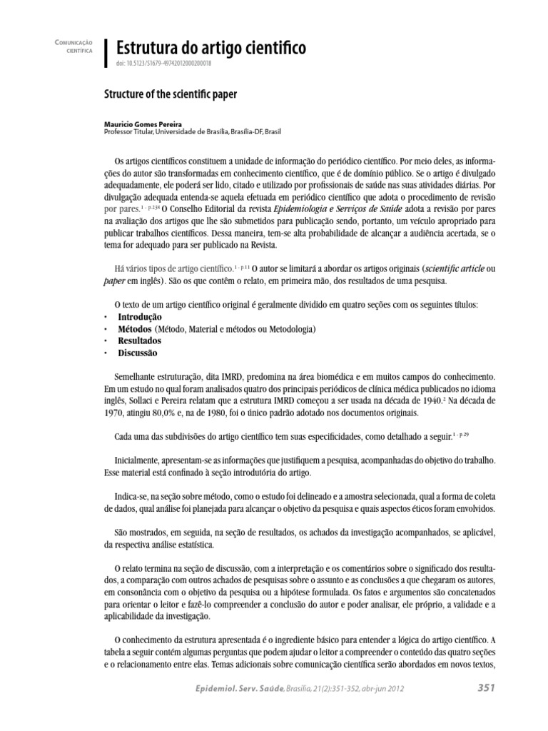 Estrutura do Artigo Científico IMRAD | PDF | Publicações acadêmicas ...