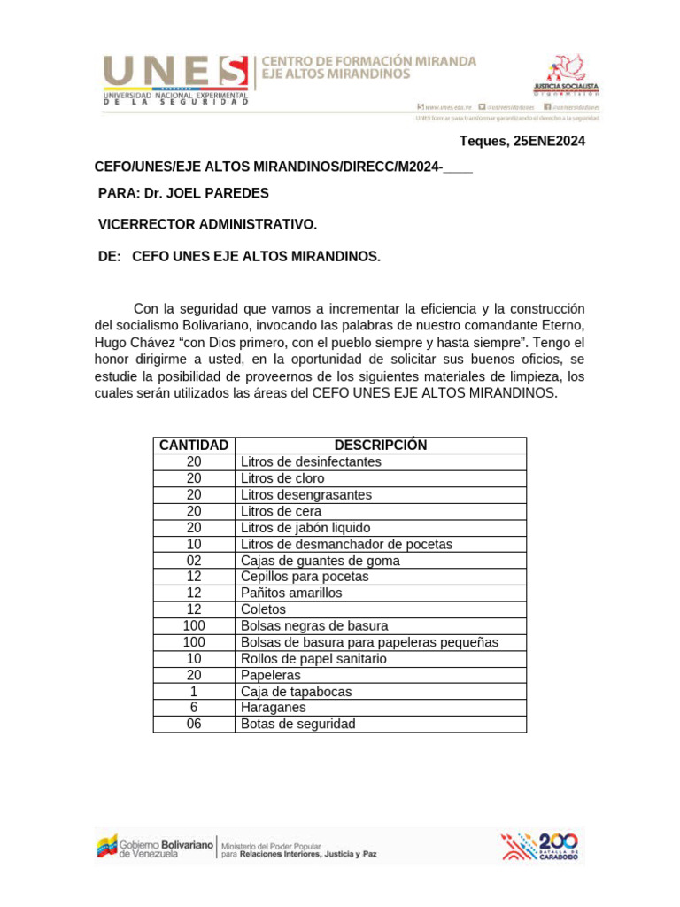 Solicitud de Materiales y Mantenimiento CEFO | PDF