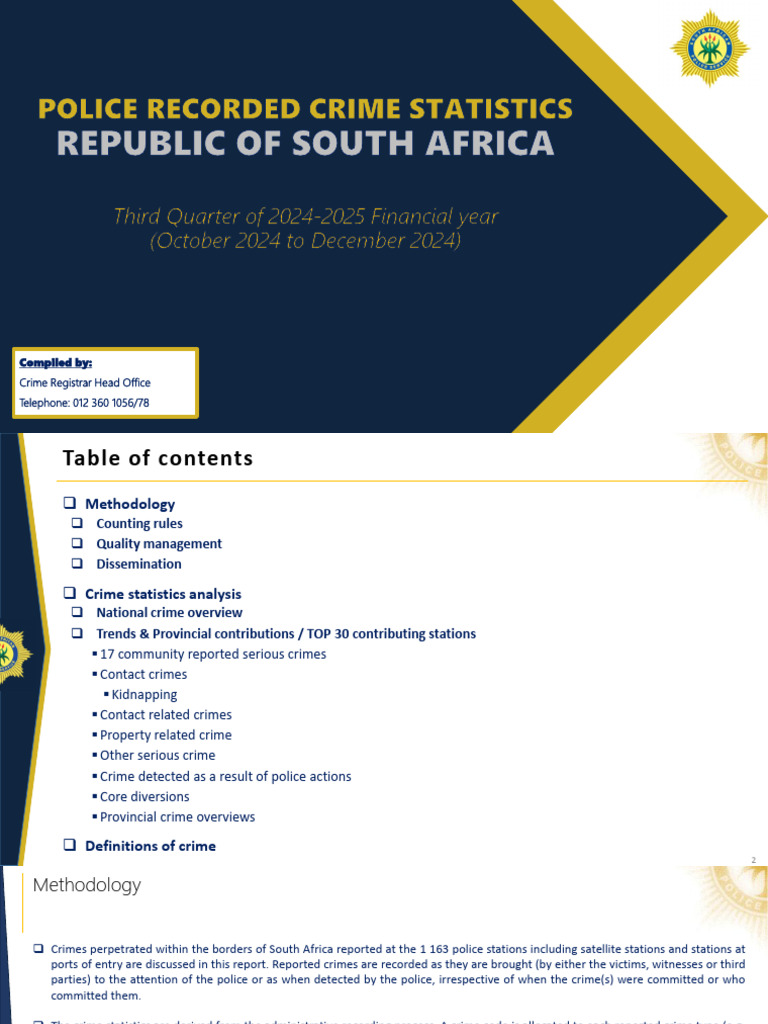 South Africa Crime Statistics Q3 2024-2025 | PDF | Robbery | Percentage