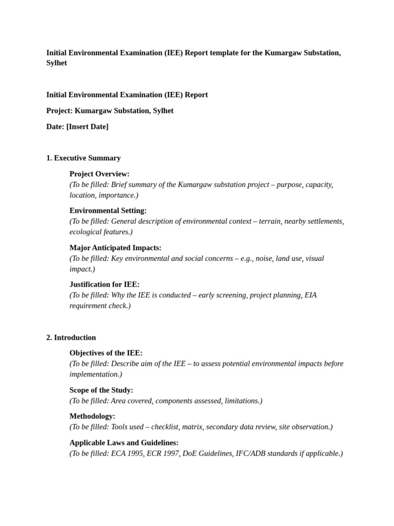 Initial Environmental Examination - Kumargaw | PDF | Environmental ...