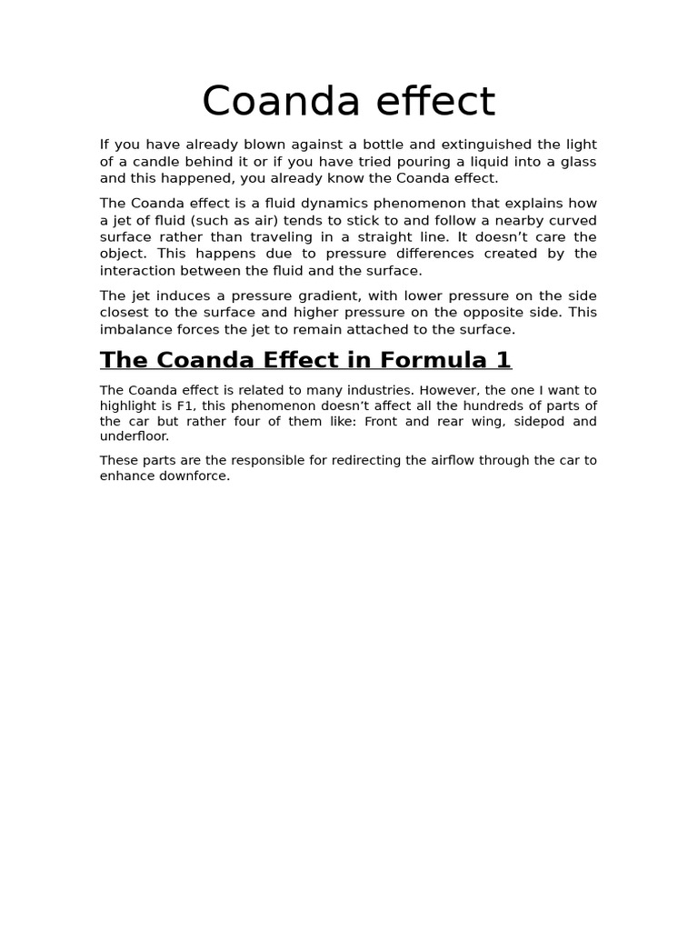 Coanda Effect in Formula 1 Cars | PDF