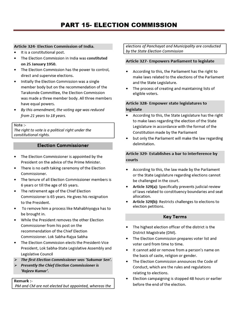 Overview of India's Election Commission | PDF | Governance | Political Law