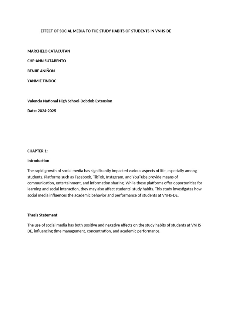 Social Media's Impact on Student Study Habits | PDF | Social Media ...