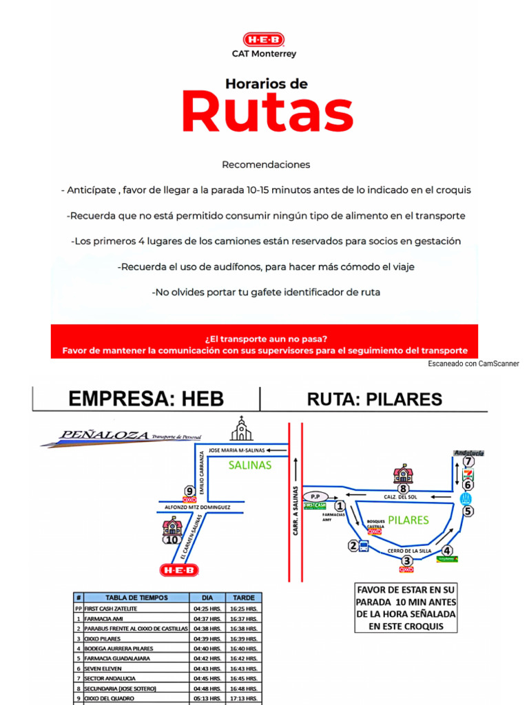 Rutas Actuales HEB 2025 | PDF