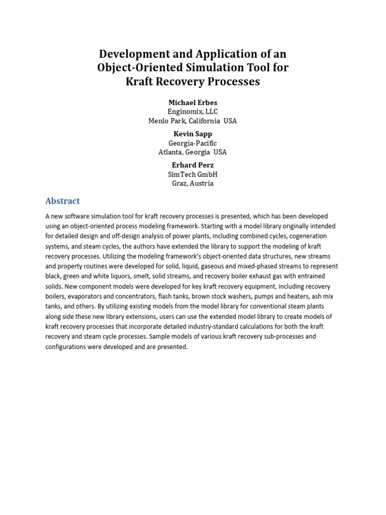 Object-Oriented Kraft Recovery Simulation Tool | PDF | Sodium Hydroxide ...
