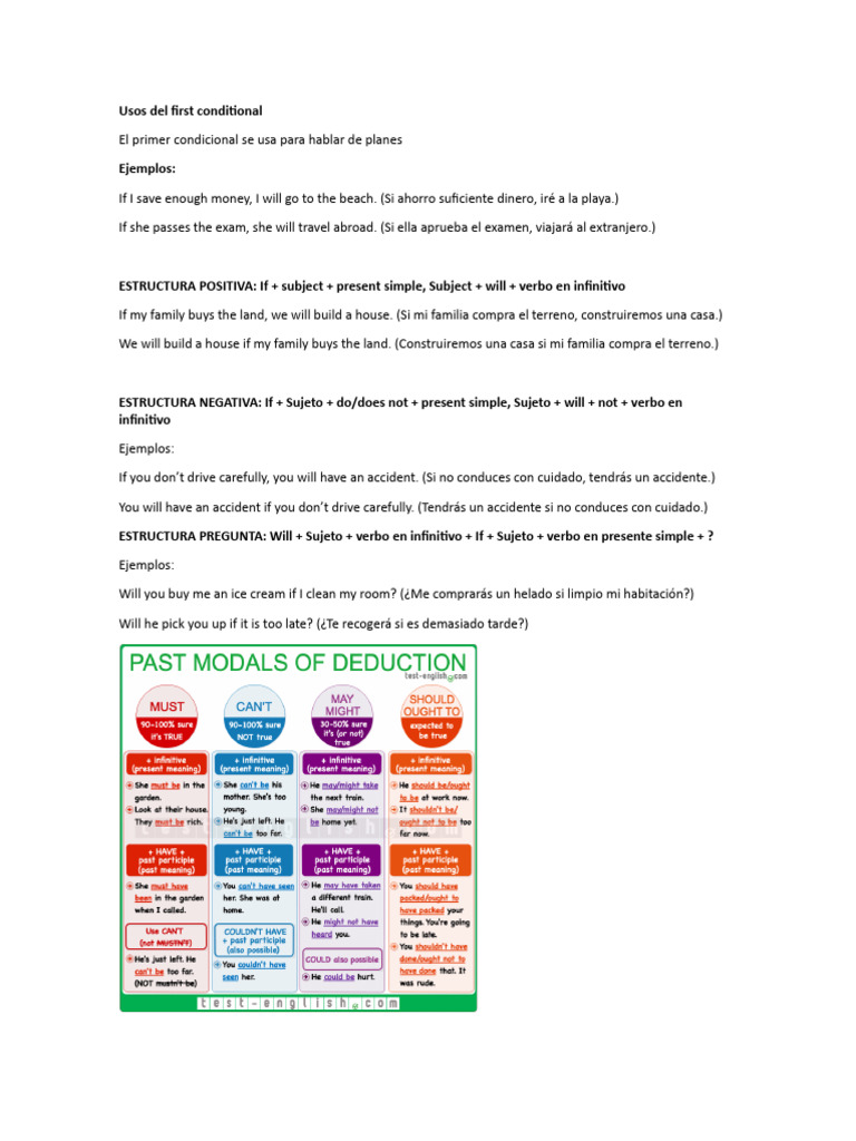Usos Del First Conditional | PDF