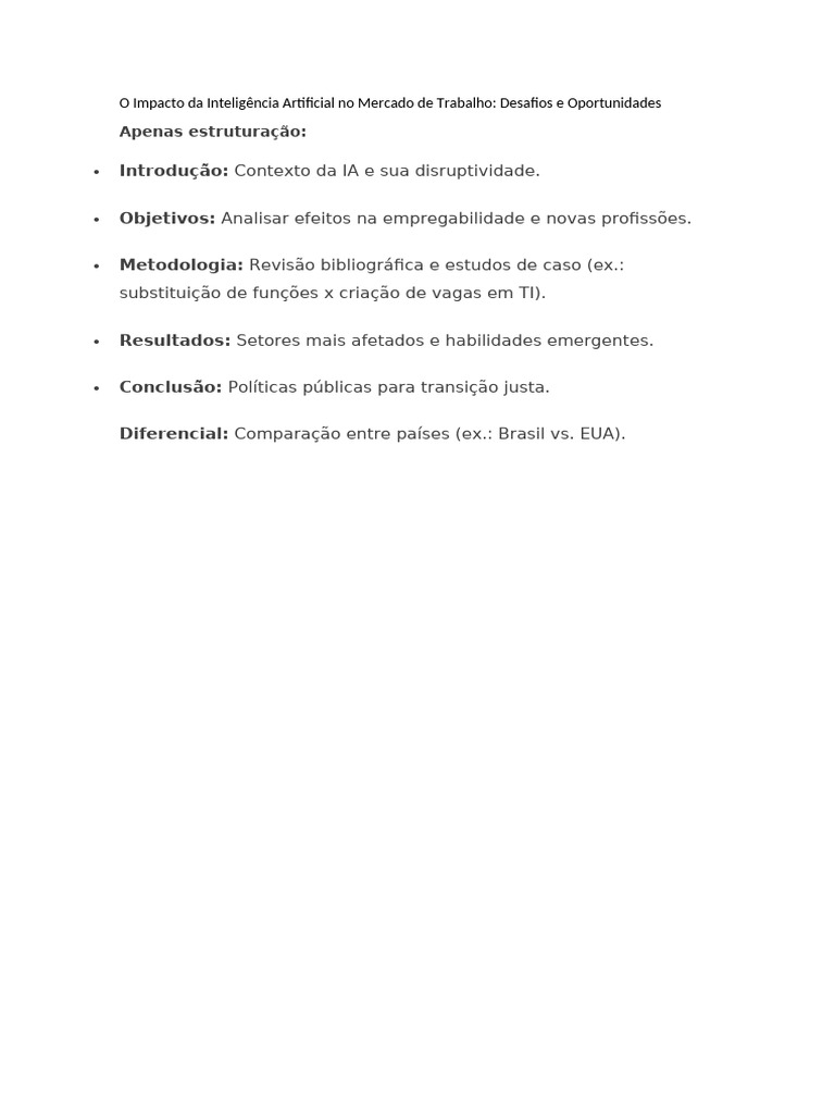 O Impacto Da Inteligência Artificial No Mercado de Trabalho | PDF