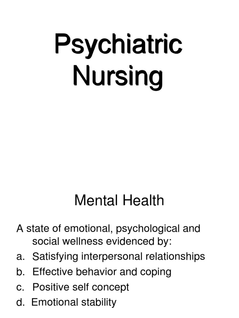 Psychiatric Nursing | PDF | Psychiatric And Mental Health Nursing