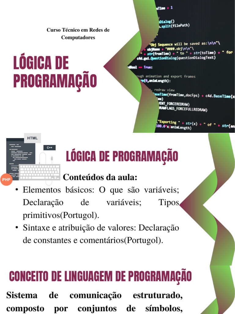 Lógica de Programação: Variáveis e Tipos | PDF | Tipo de dados ...