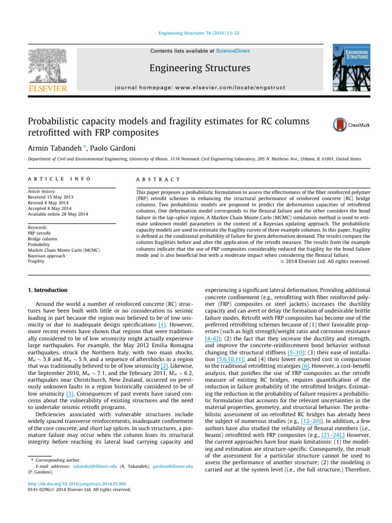 Probabilistic Capacity Models and Fragility Estimates For RC Columns ...