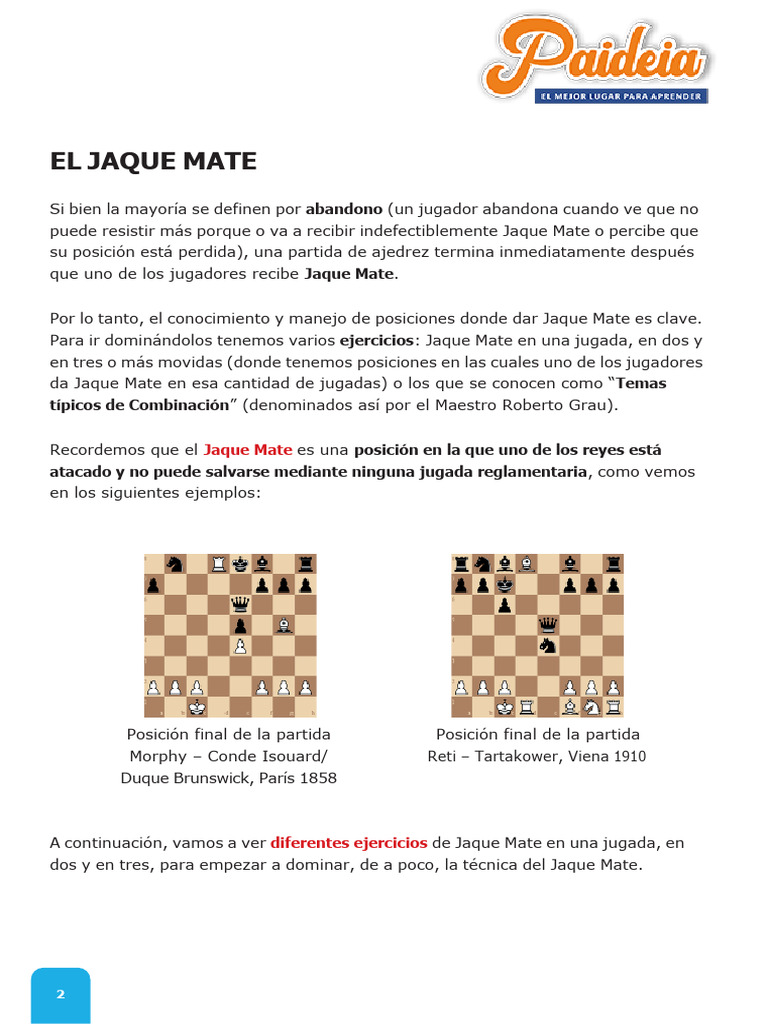 Ejercicios de Jaque Mate en Una Jugada | PDF