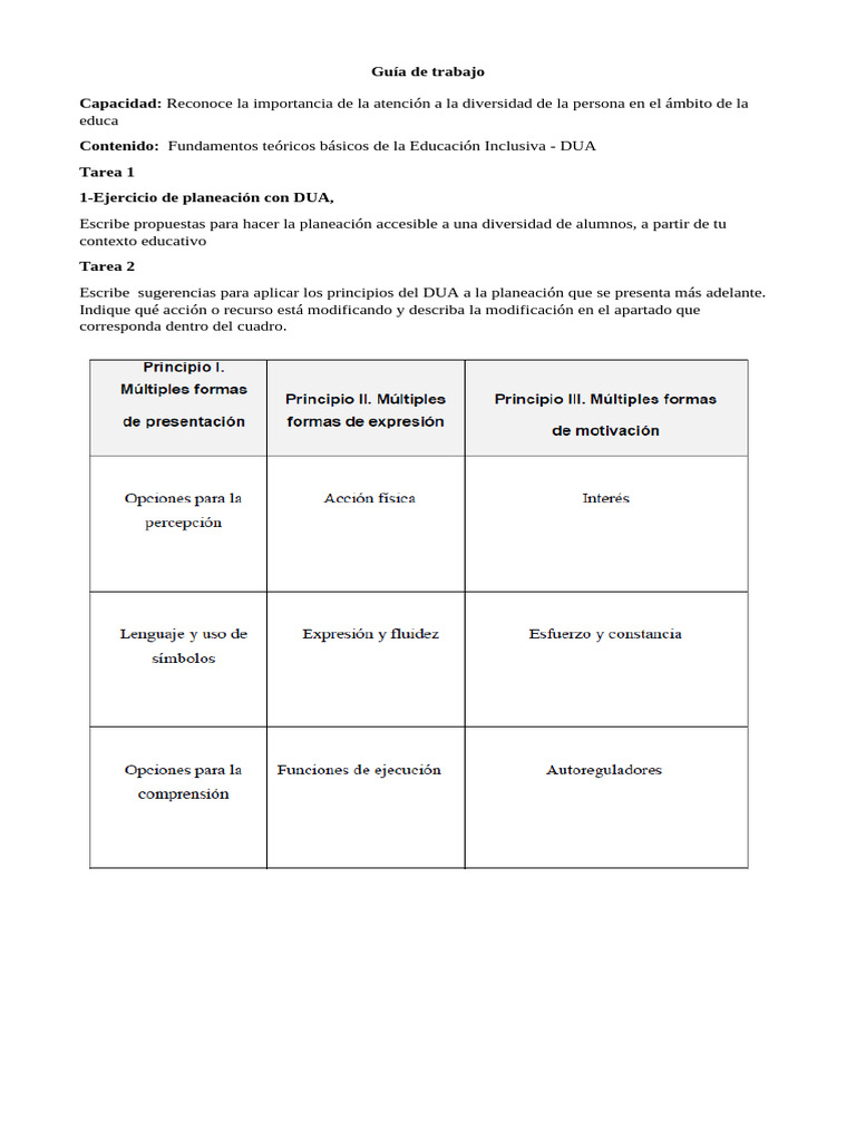 Aplicación del DUA en Educación Inclusiva | PDF | Aprendizaje | Enseñando