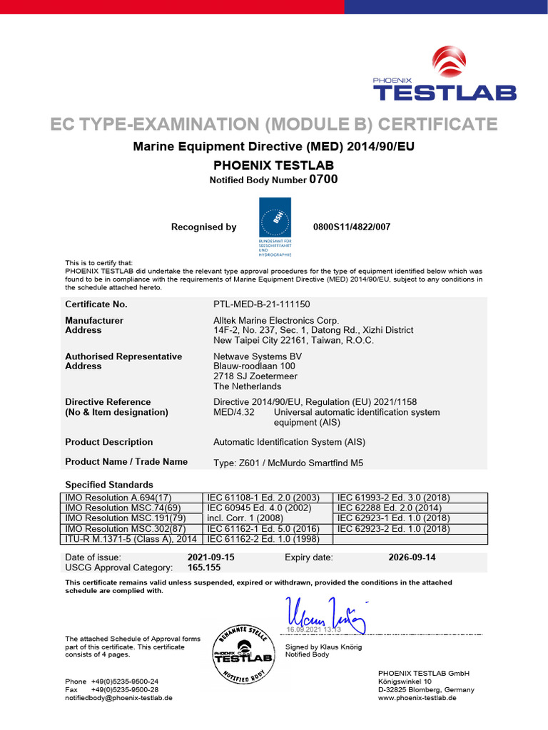 M5 Certificate for AIS Equipment | PDF | Electronics | Electrical ...