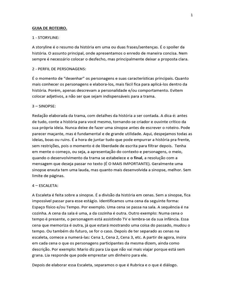 Guia Completo para Escrever Roteiros | PDF | Abstract (resumo) | Roteiro