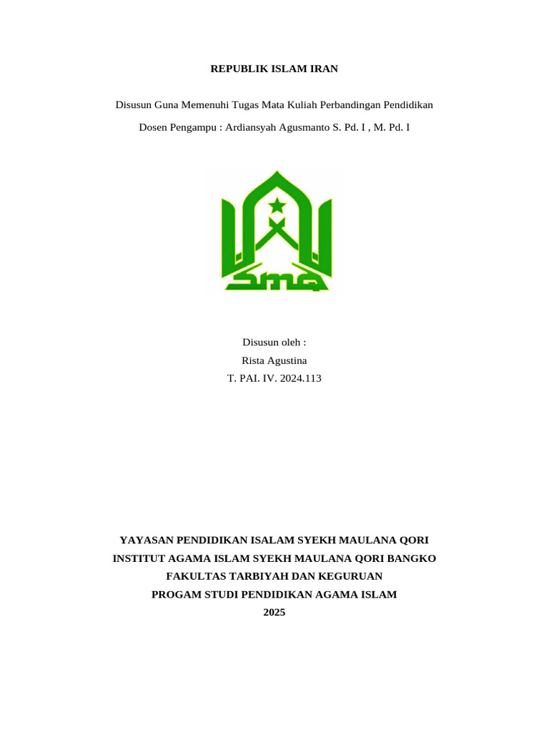 Perbandingan Pendidikan, R. Islam Iran | PDF
