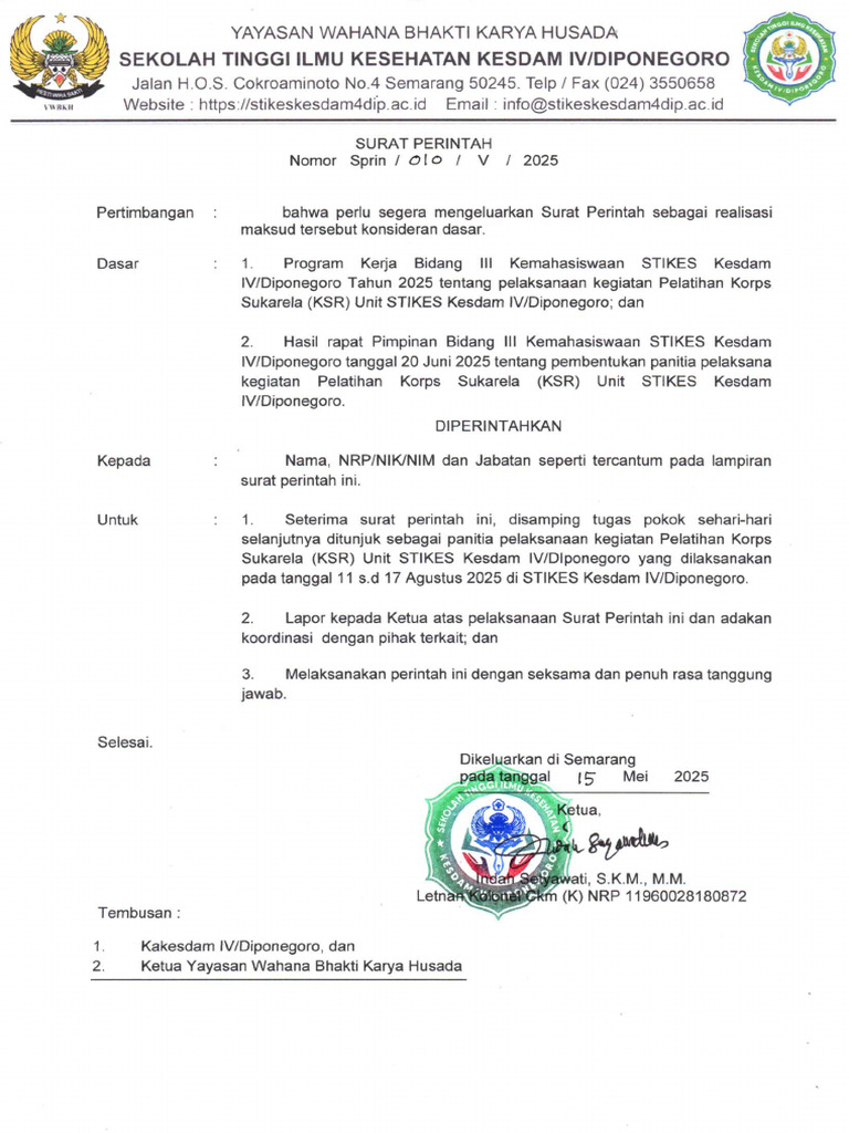 Sprin 010 Panitia KSR 2025 | PDF