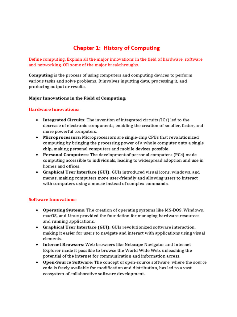Major Innovations in Computing History | PDF | Graphical User ...