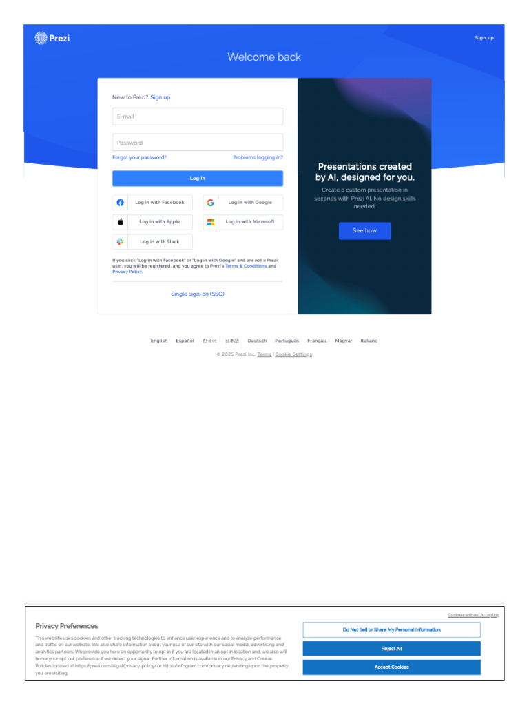 Prezi Login and Presentation Creation | PDF | Http Cookie | World Wide Web