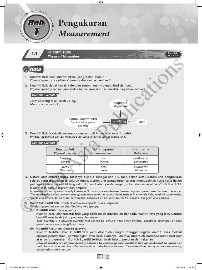 01 Bab 1 - Modul A+ Plus Fizik TG 4 | PDF