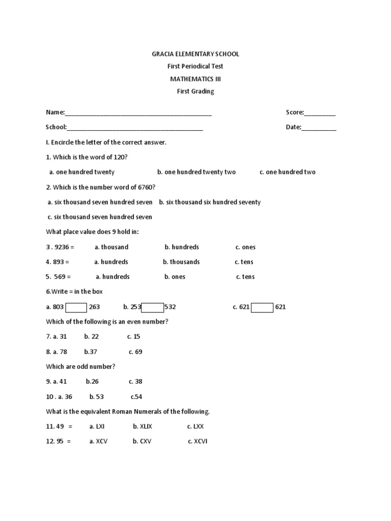 for math exam grade 6 3 (Mathematics)  Division   Math Numbers