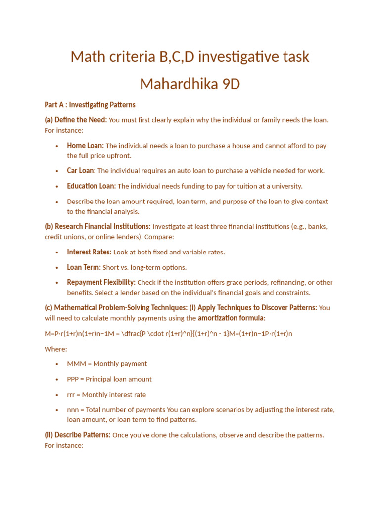 Math Criteria B | PDF